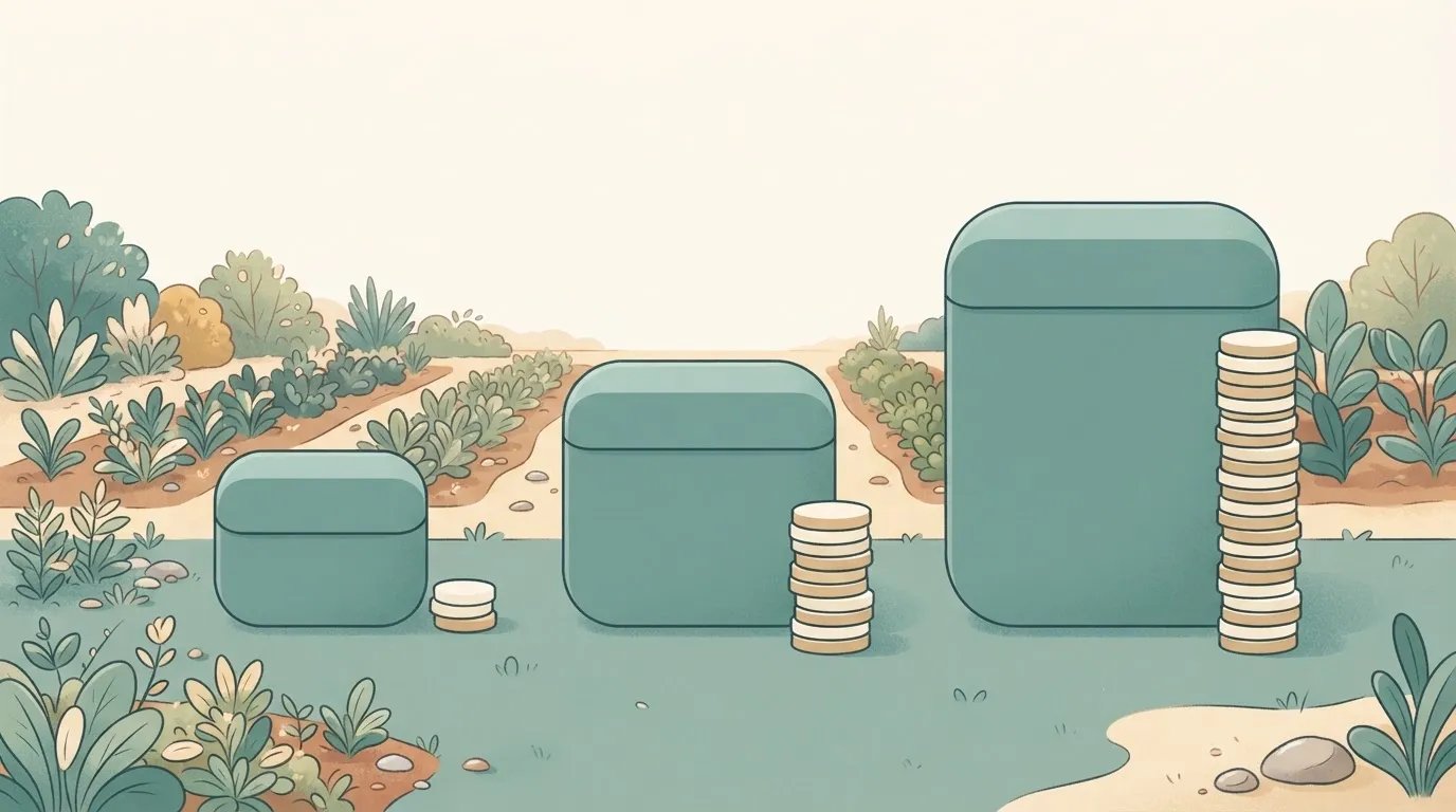 Small and large model boxes with short and tall coin stacks