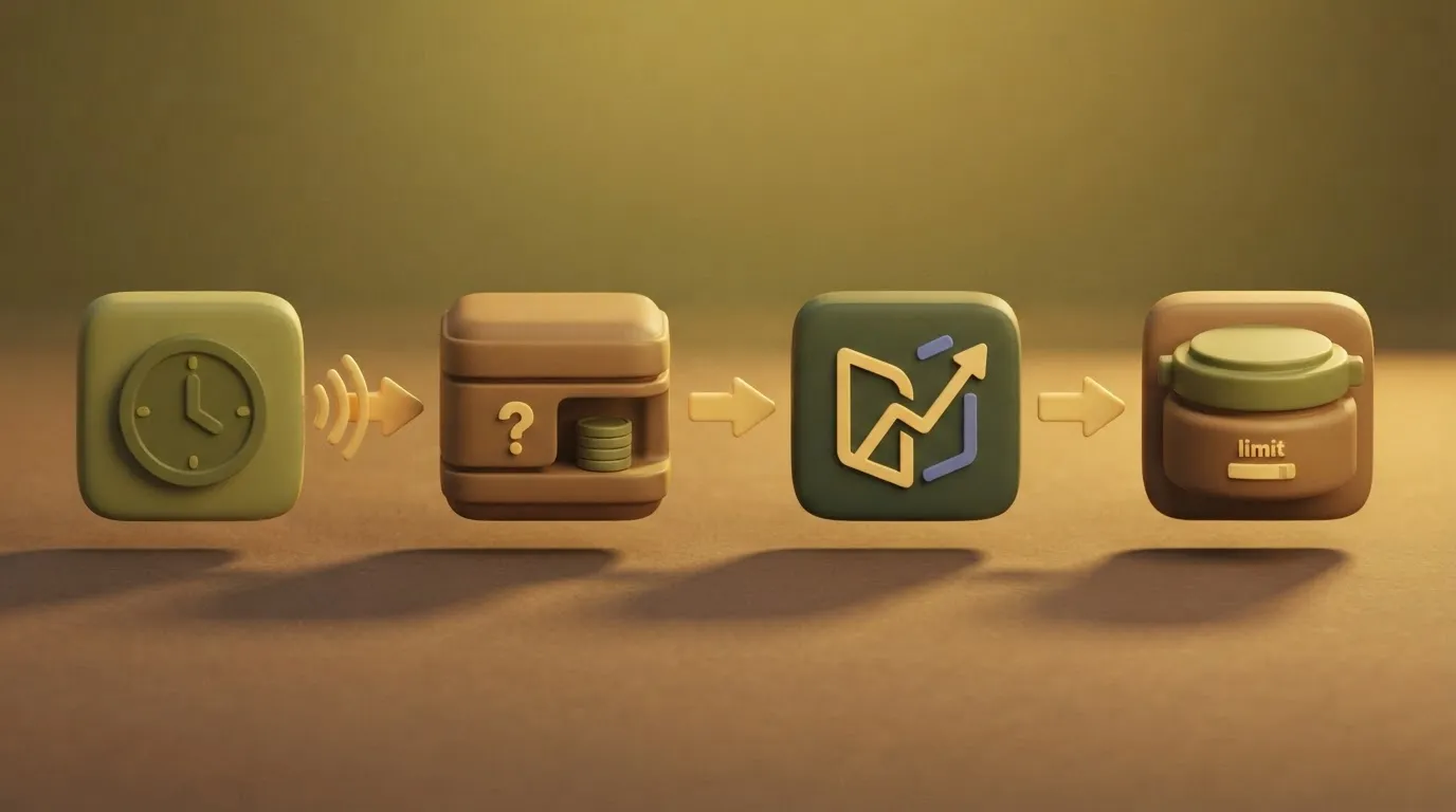 Flow of trigger, cache check, API call and run cap boxes