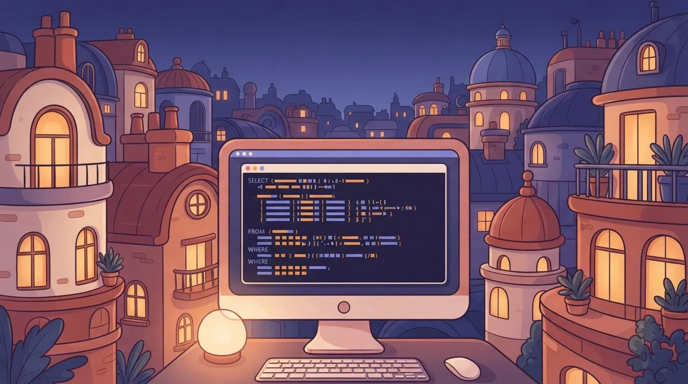 Paragraph 49: A computer screen shows a raw SQL query consisting of structured text lines with 'SELECT' and 'FROM' patterns…