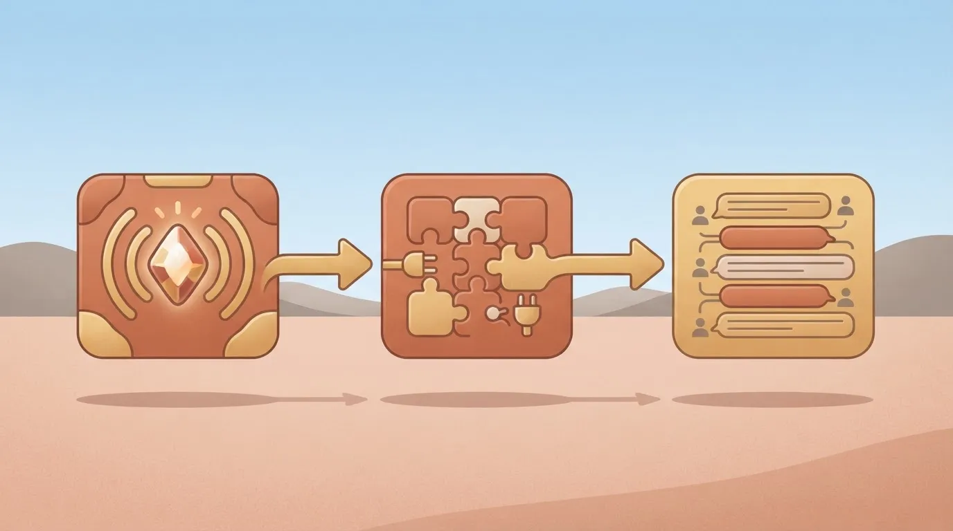 Assistant, MCP connector and Chatway inbox joined by arrows