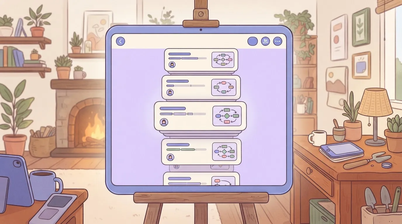 A digital interface displays a list of audit logs, represented as a vertical stack of rectangular paper-like cards.