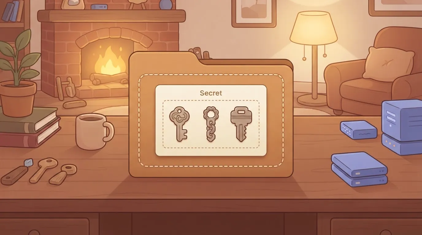 Dashed namespace box containing one Secret with three keys