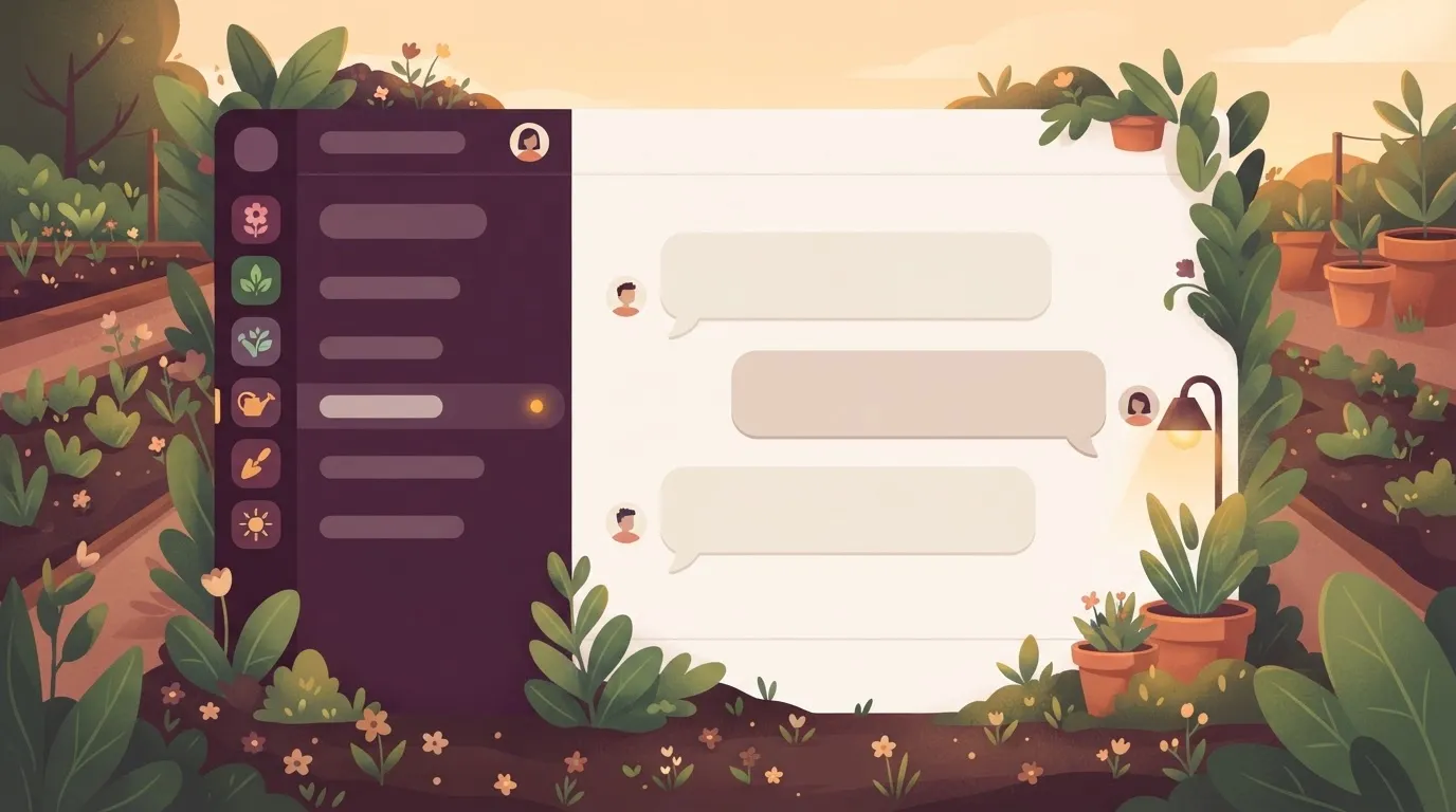 A digital dashboard for a communication platform like Slack, showing a sidebar with a vertical list of channel names and a…