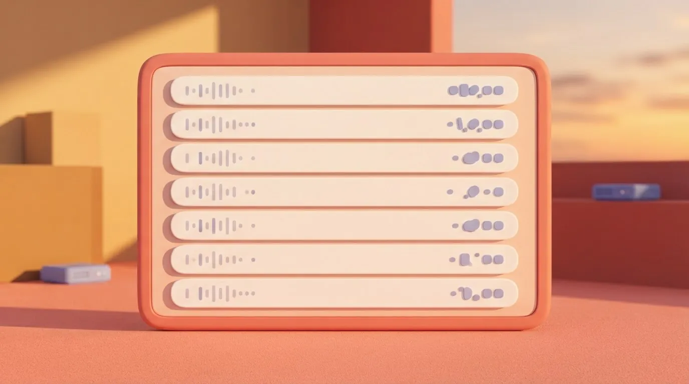 A rectangular dashboard screen displaying a vertical list of usage logs, each entry showing a timestamp and a numerical…