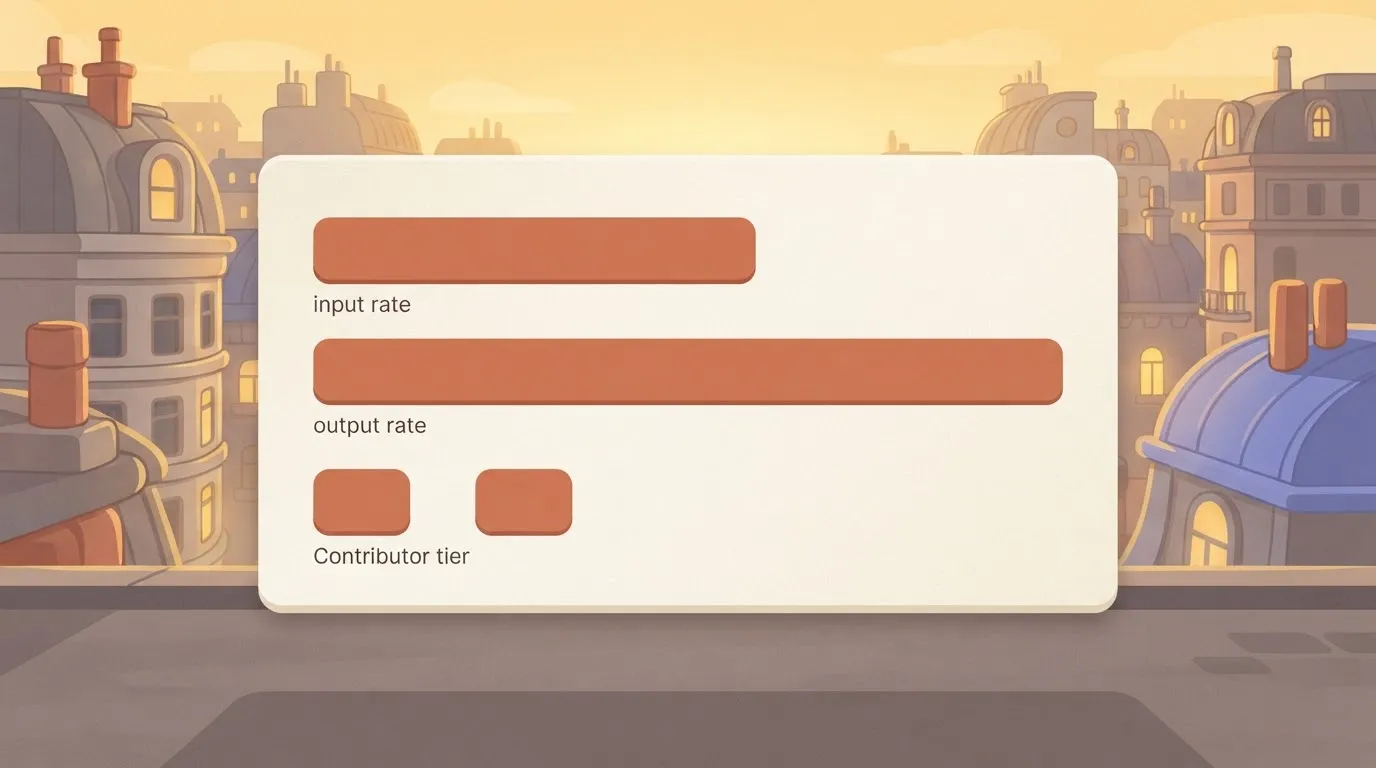 Rate card with input and output price bars per 1M tokens