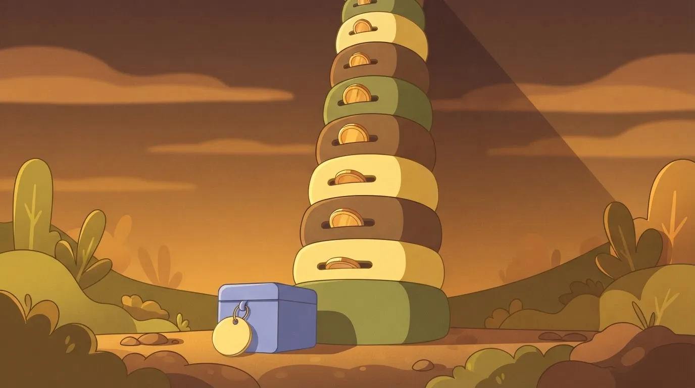 Tall tower of coin meters beside one small server
