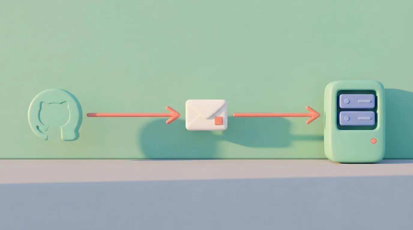 A diagram of a digital workflow where a GitHub Issue icon (a circle with a dot and a tail) is connected by a directional…