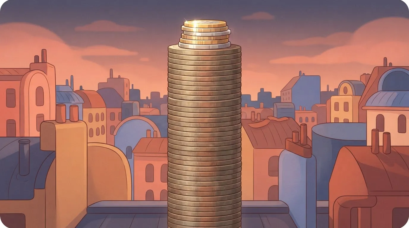 Coin stack mostly made of one huge repeated slab