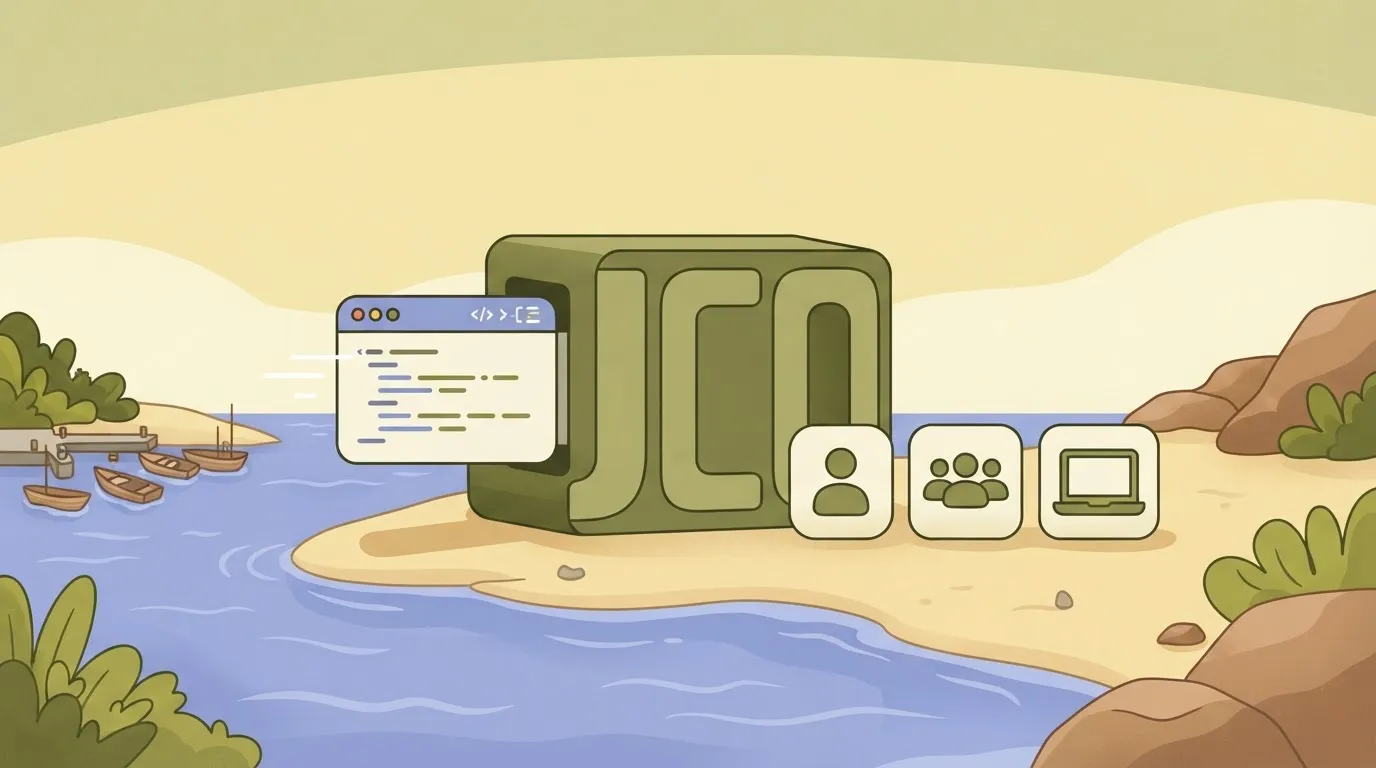Request card with key header going to a server beside user, group and device icons