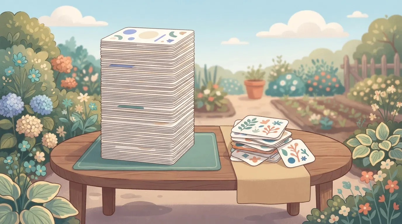 A large stack of 739 integration cards is neatly organized on a table, with a smaller stack of community-contributed cards…