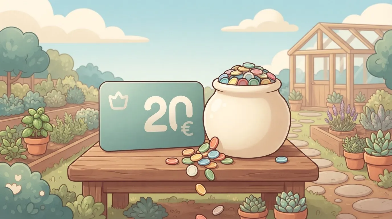 Plan card next to a jar of credit tokens
