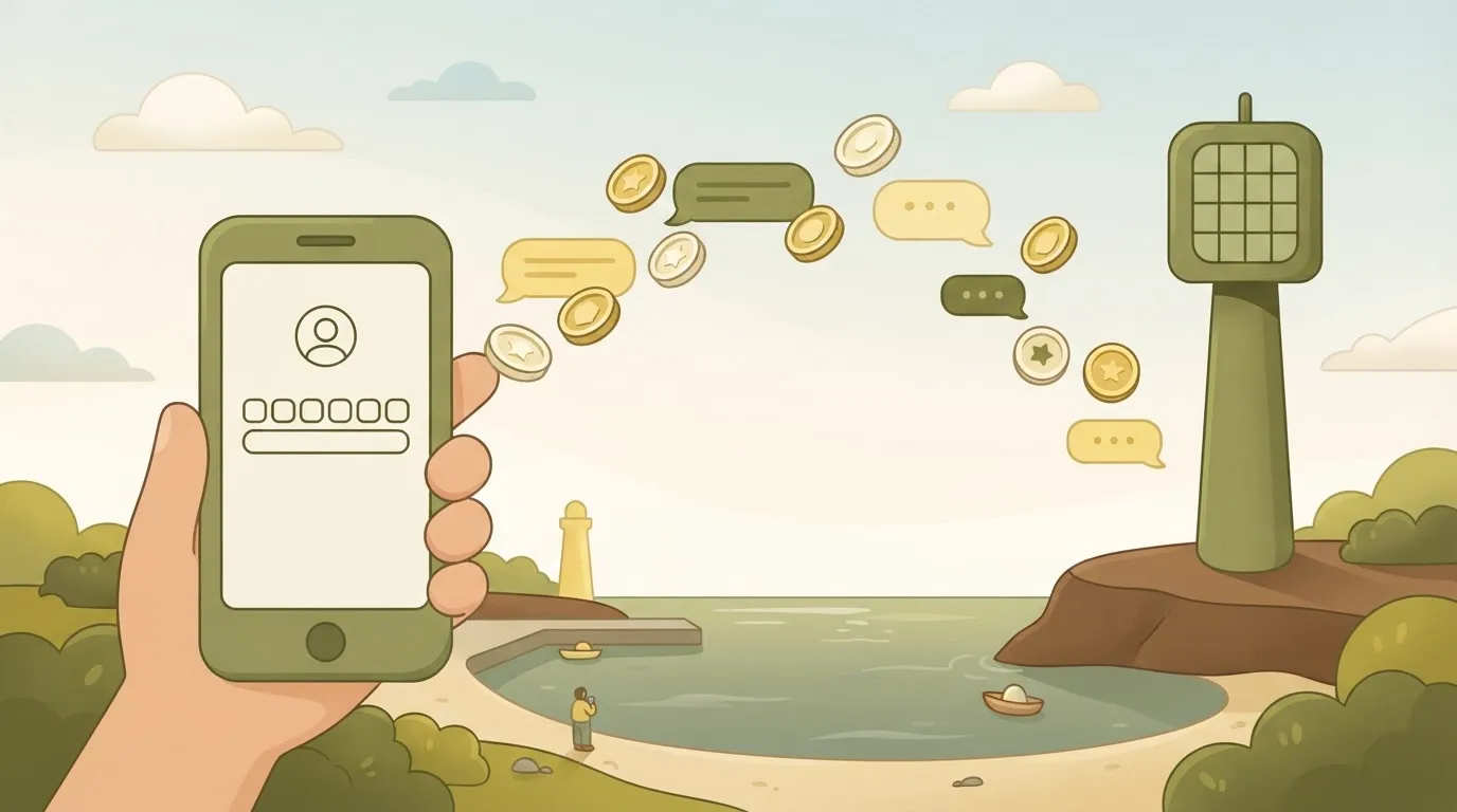 Phone receiving SMS verification messages each with a coin