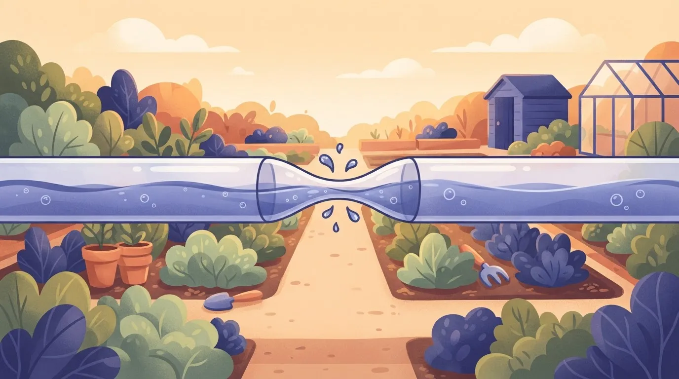 A long, clear water pipe with a wide, straight flow, except for a single section in the middle where the pipe narrows into…
