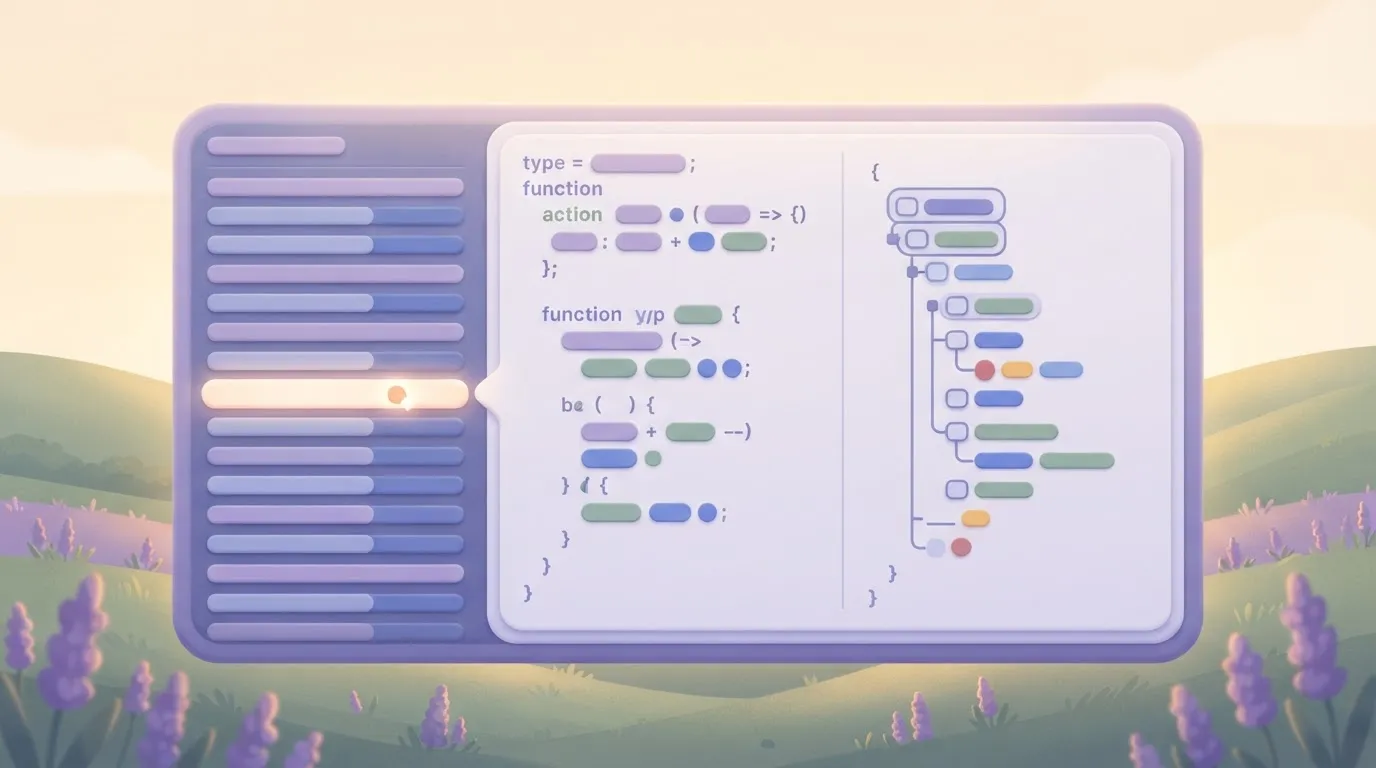 A log screen showing a list of entries where one entry is highlighted, displaying a block of TypeScript code on one side…