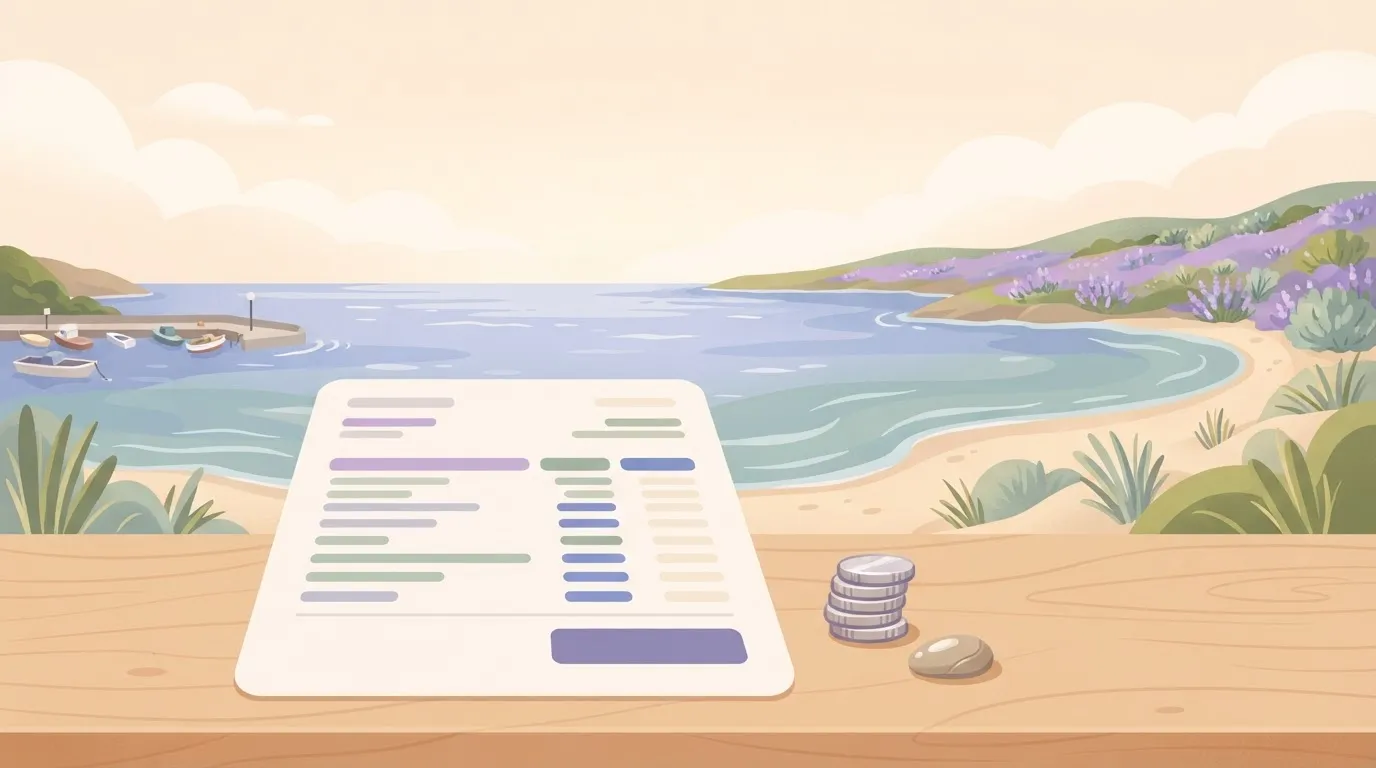 A rectangular hosting invoice sits on a desk, showing a list of line items with dollar amounts and a large total at the…