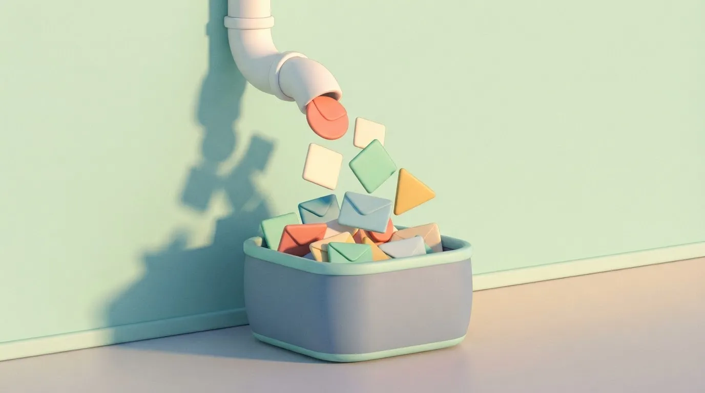 Various shaped envelopes all going down one chute into one bin