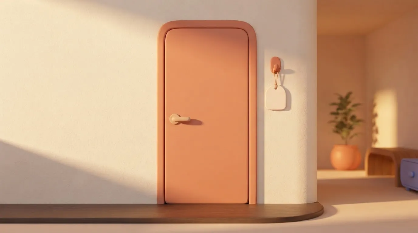 Small tag on a big closed door