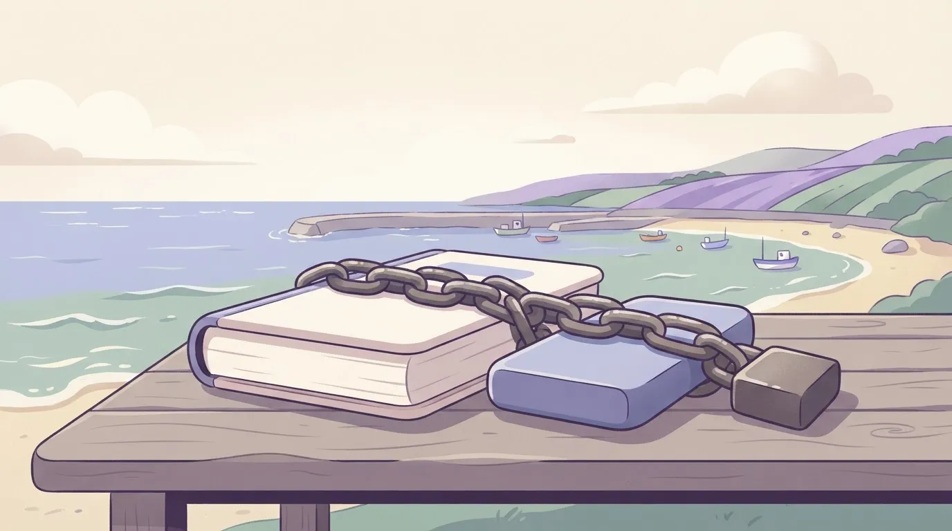 A thick document sits on a table.