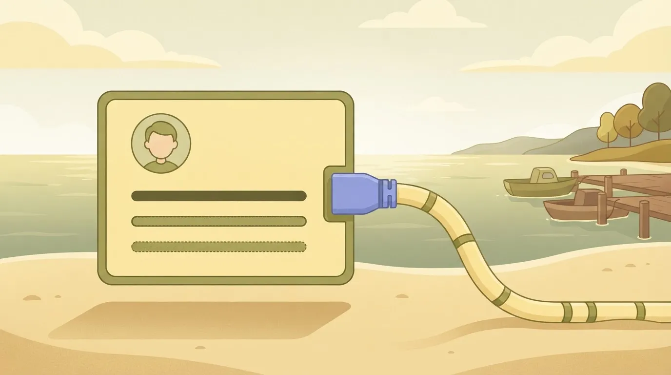 A rectangular user profile card displaying a small circular avatar and three horizontal lines representing RBAC and SSO…