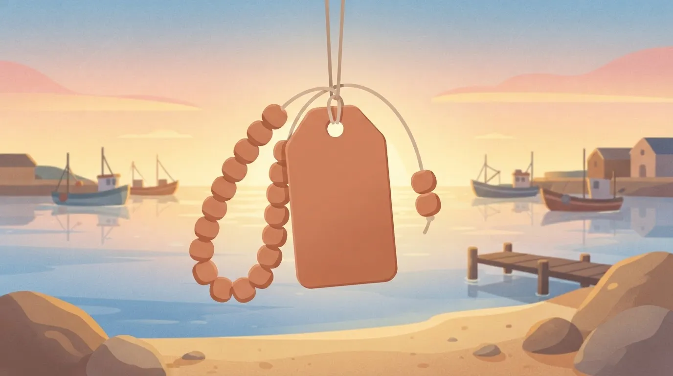 Ten-bead string and two-bead string both attached to one identical tag