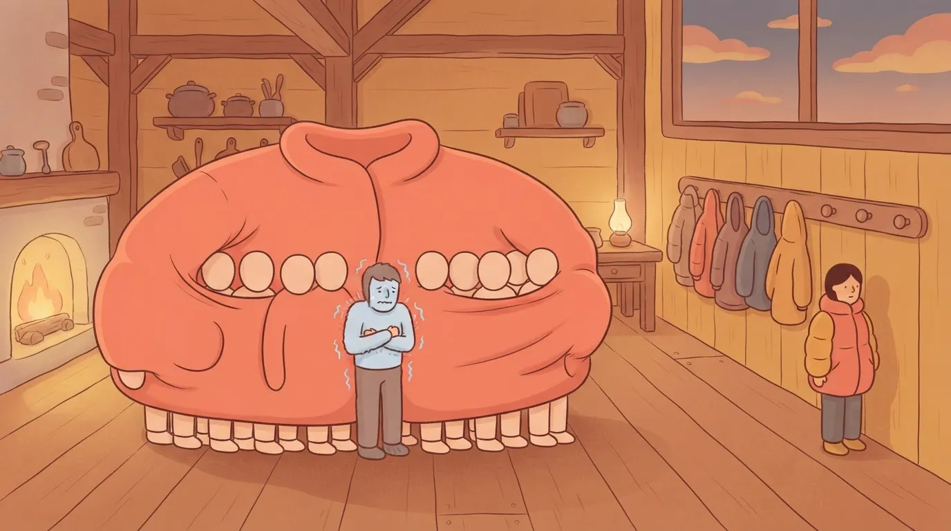 One giant coat for a crowd versus small separate coats