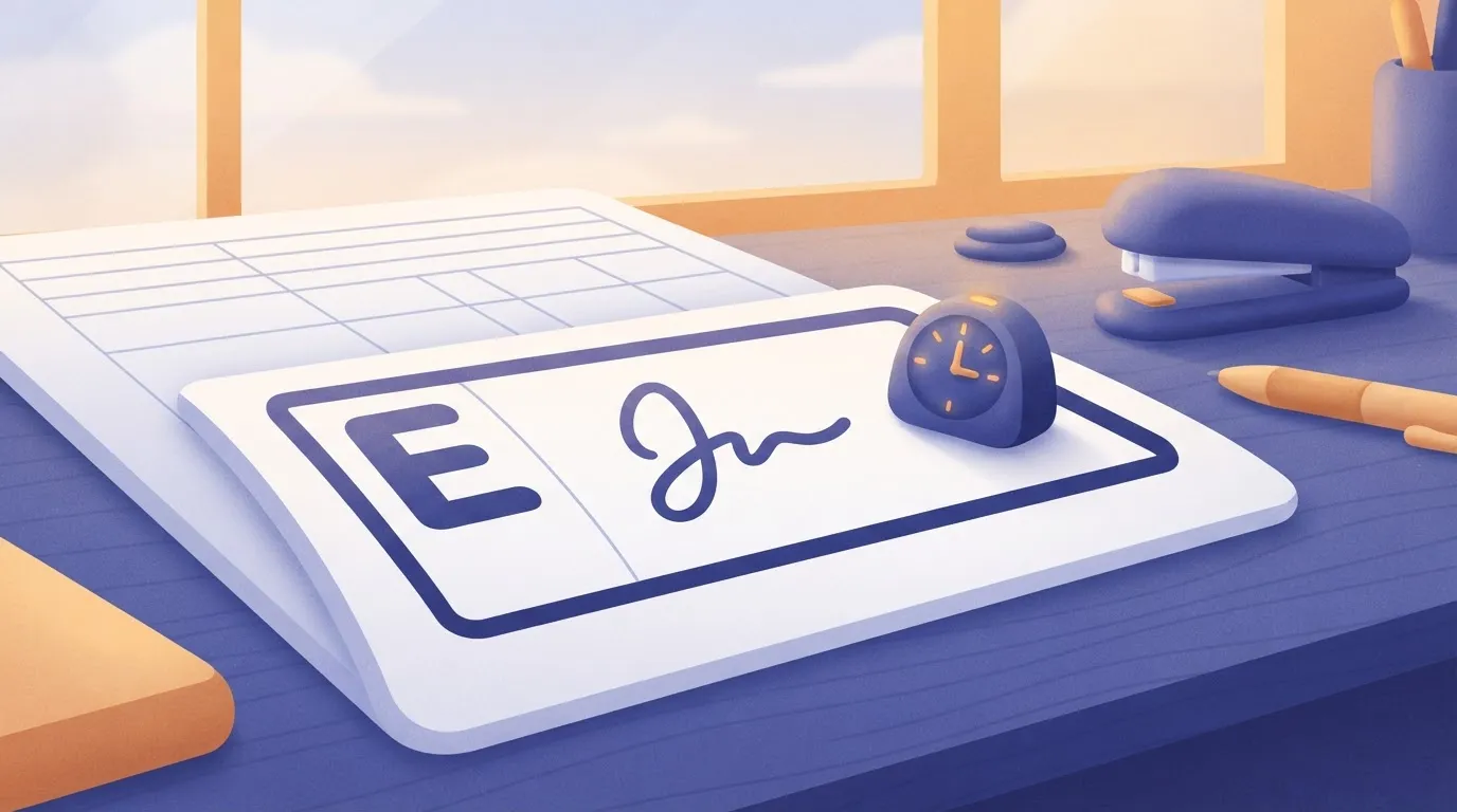 Paragraph 41: A T183 form showing a close-up of the 'Part E' section with a clear, handwritten-style digital signature and…