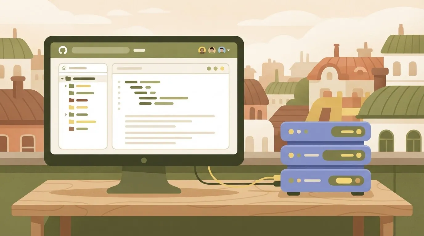 Repository page beside a separate server rack
