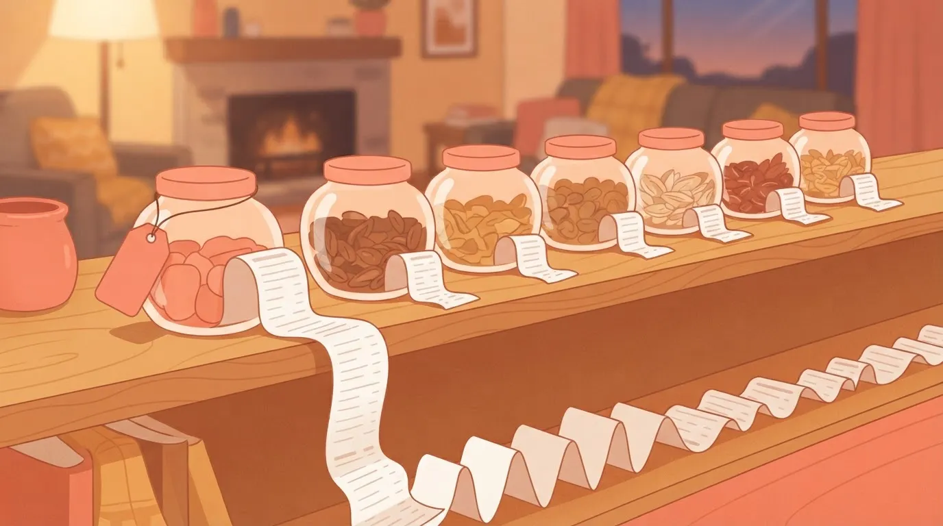Cheap jar with a long ribbon trailing behind it