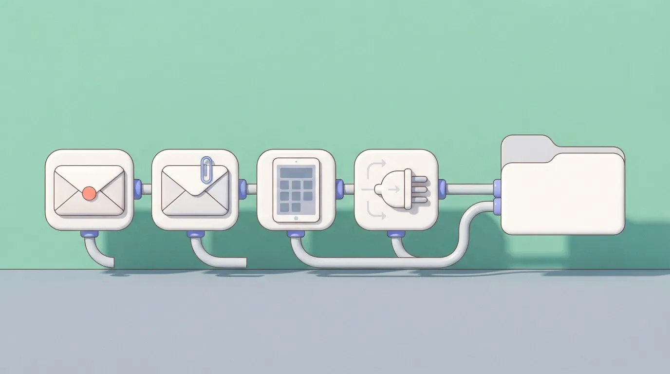 Four integration blocks feeding one folder