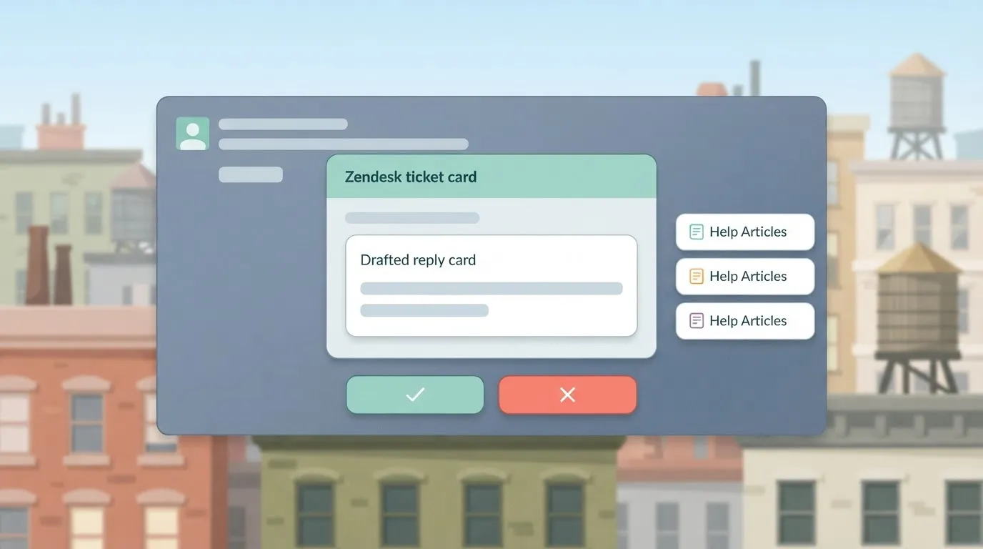 Zendesk ticket draft in Slack with approve and reject buttons