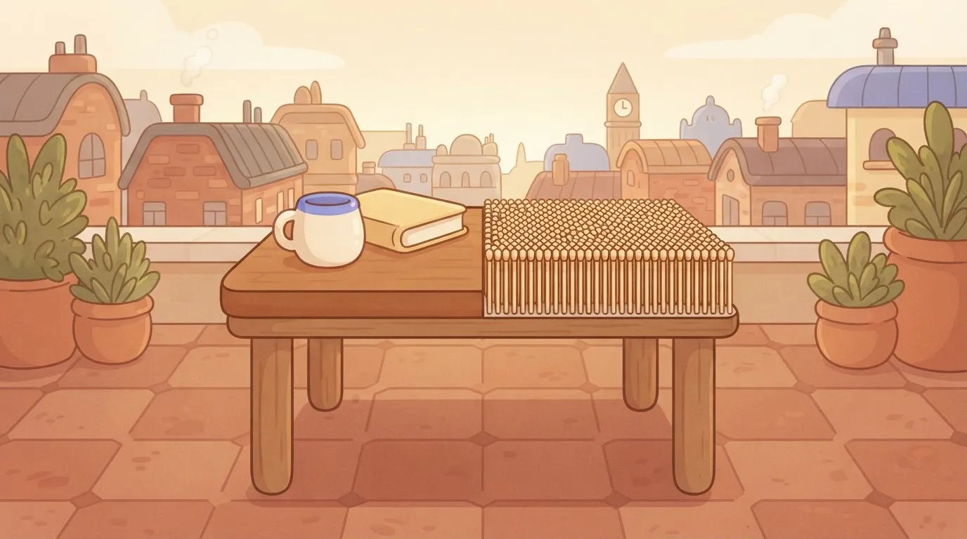 A small, simple wooden table.