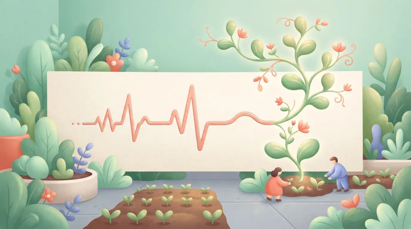 A thick paper document that has a heartbeat monitor line running across its center, with the end of the line transforming…