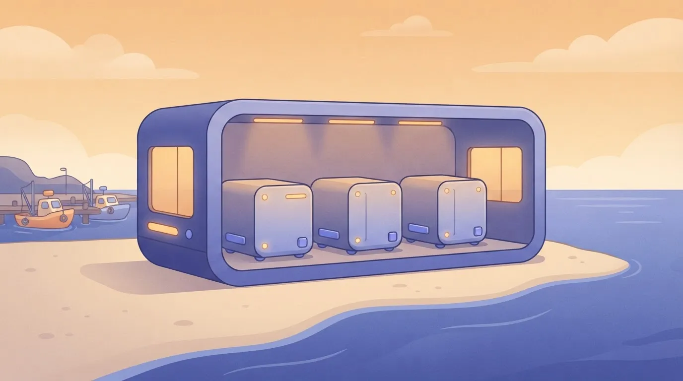 Paragraph 51: Three identical cubes, representing Docker containers, are lined up neatly inside a larger rectangular frame…