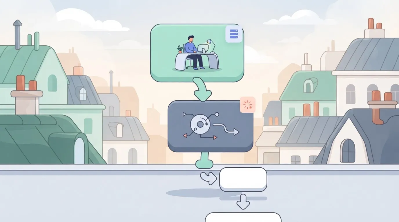 A flow builder interface showing a vertical sequence of connected blocks, where one block is an Agent step and the adjacent…