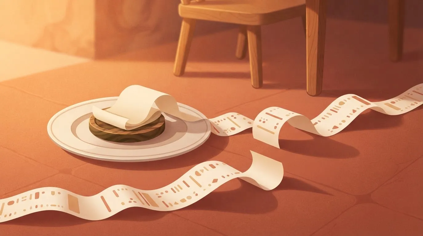 A small bill with a long receipt trailing off