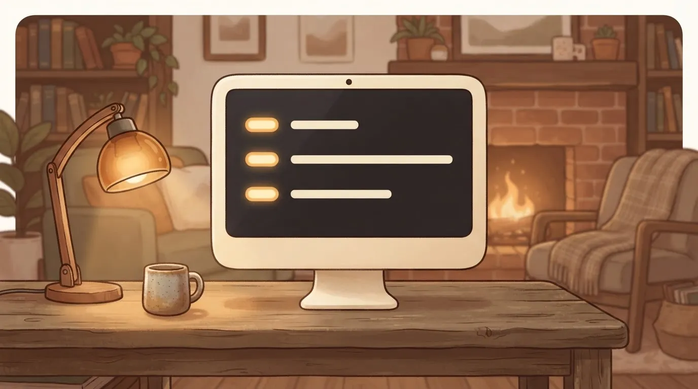 A simple computer screen showing a vertical list of three log entries, each represented by a timestamp and a thin…