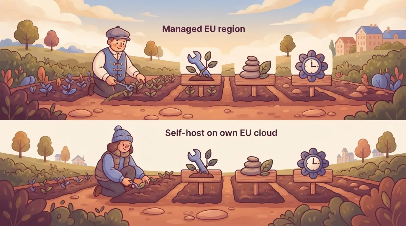 Grid of managed versus self-host responsibilities