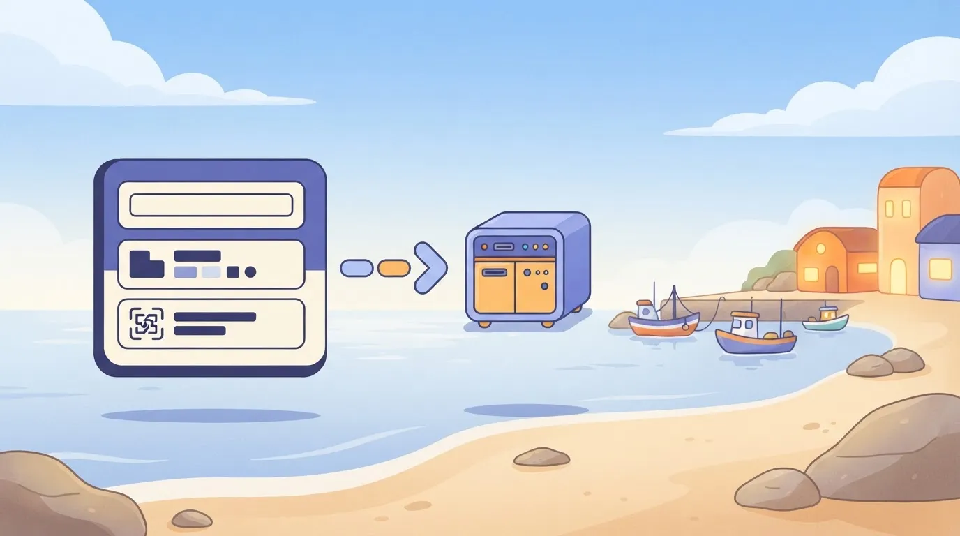 Workflow AI step box with endpoint, key and prompt fields, arrow to a model API server