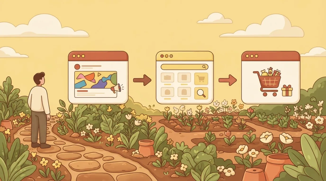 Chain of funnel pages from ad to purchase