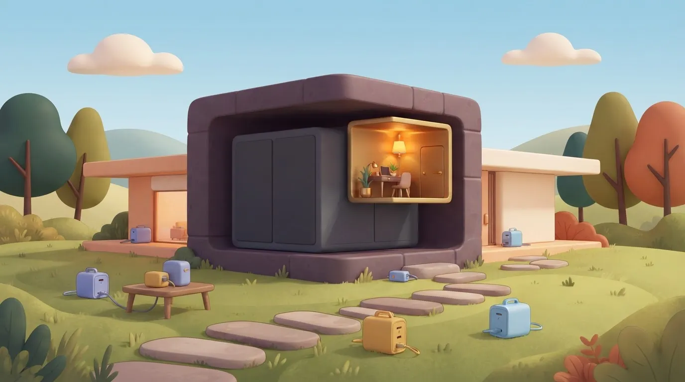 Heavy block with a gold room inside, light modules outside