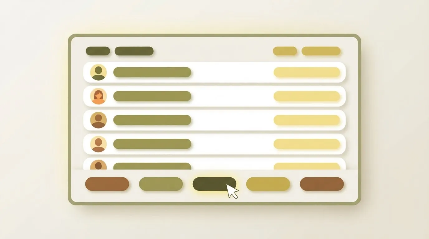 A rectangular dashboard screen showing a vertical list of names.