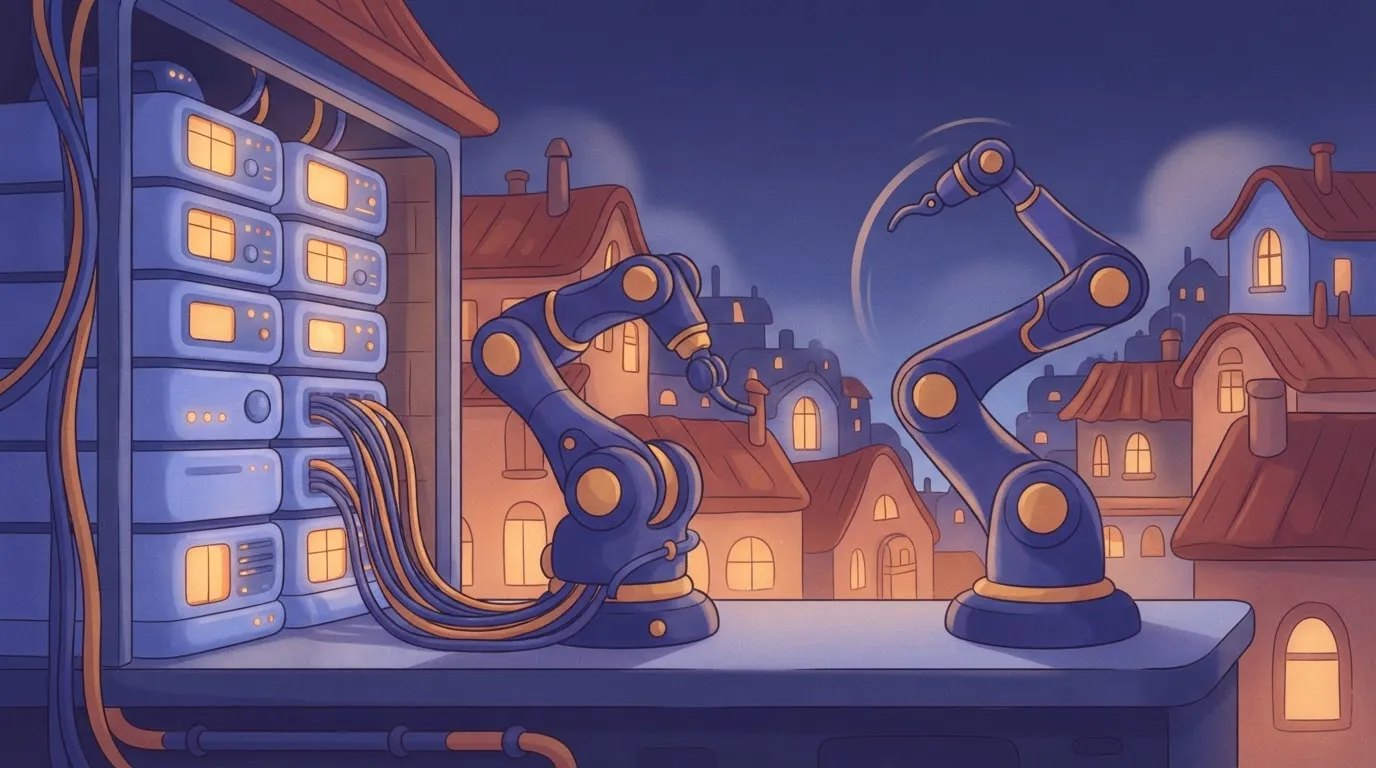 Two identical robotic arms side-by-side.