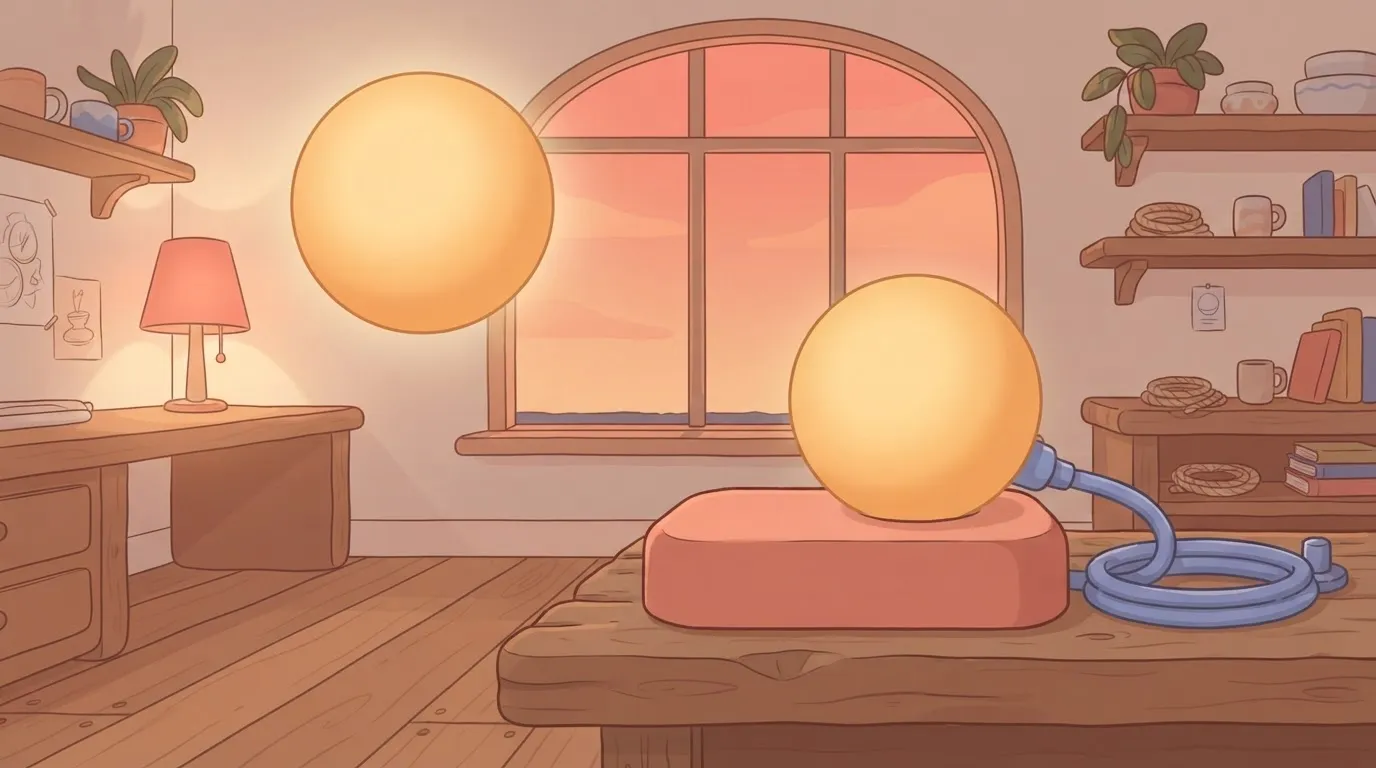 A large, glowing sphere floats high in the air, disconnected and drifting.