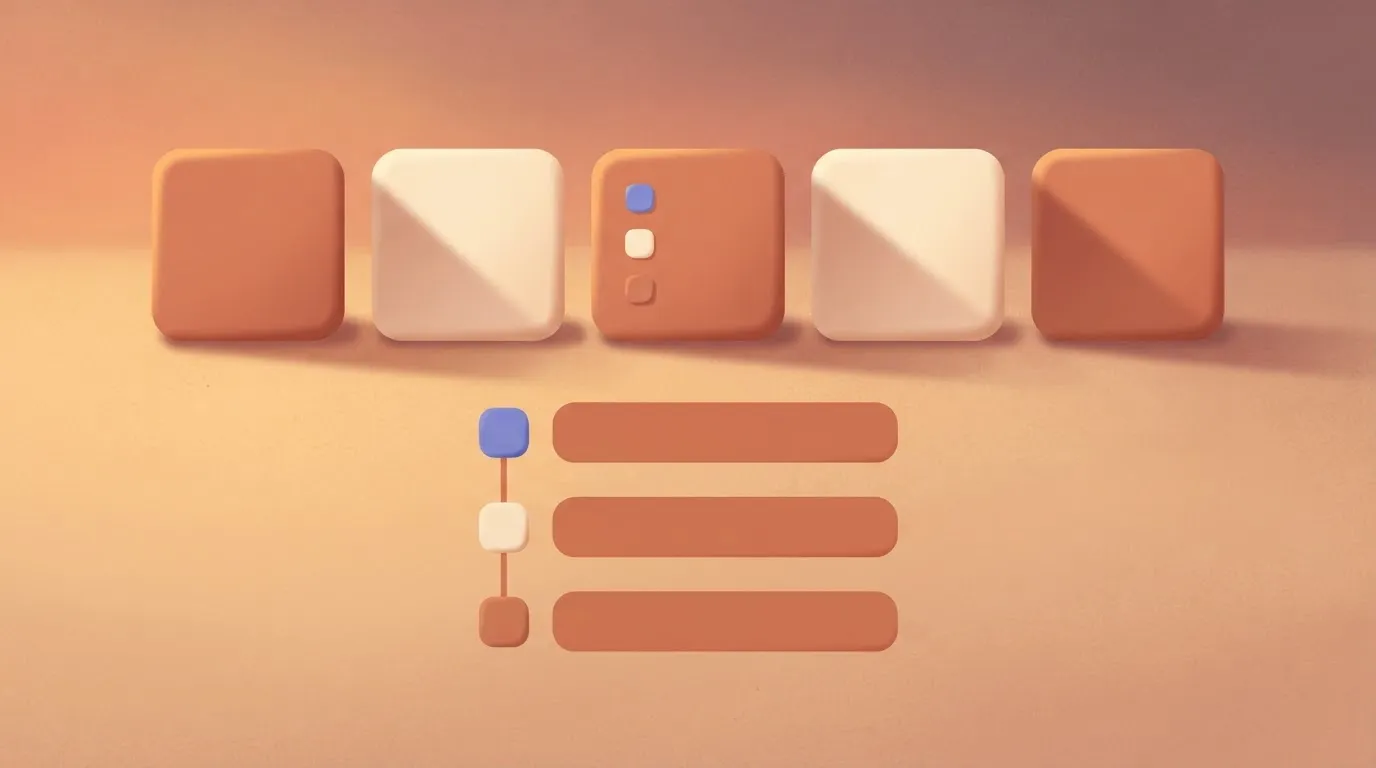 Row of modules with three change markers on one module and a timeline below