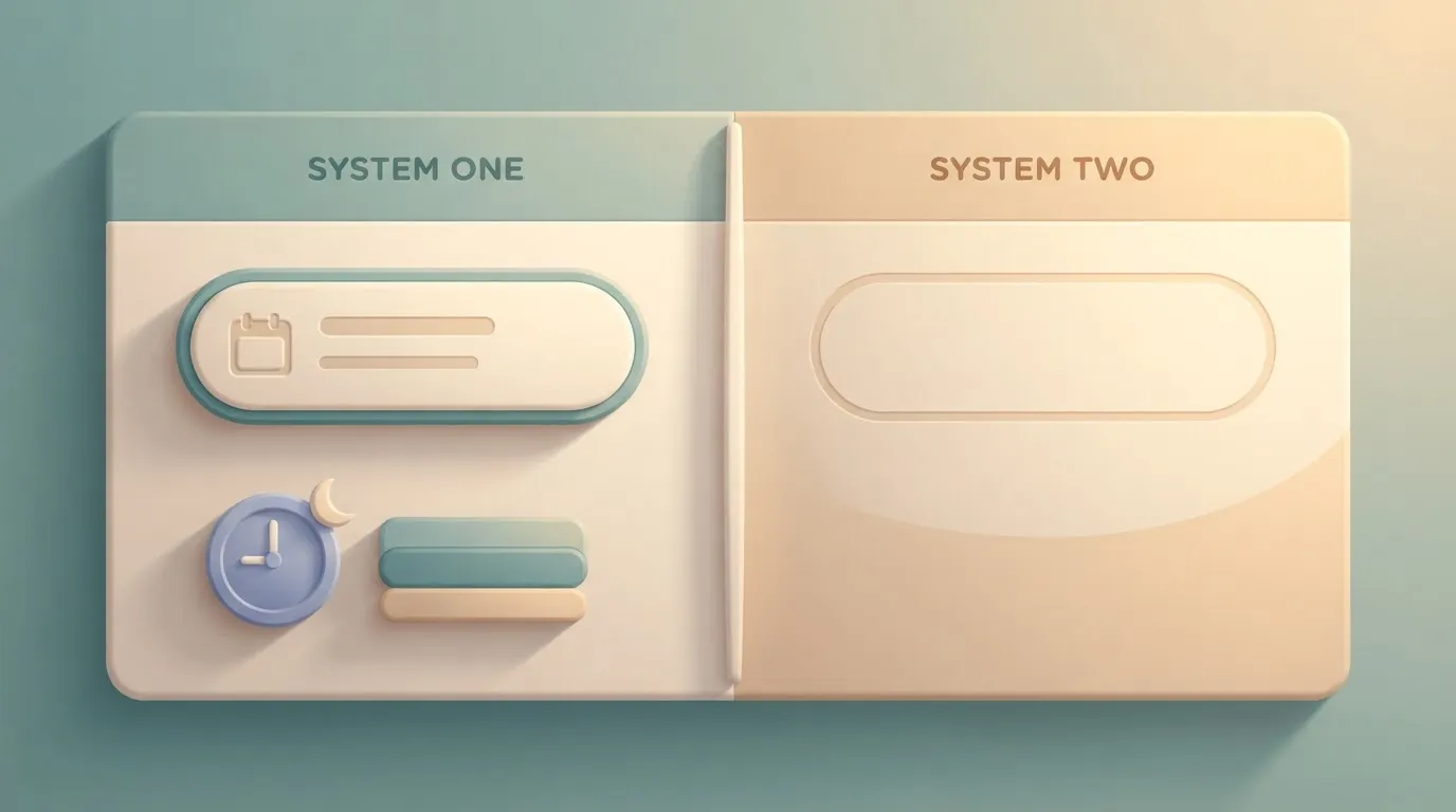 A two-column table comparing two systems; the first system shows a record with a creation date, and the second system shows…
