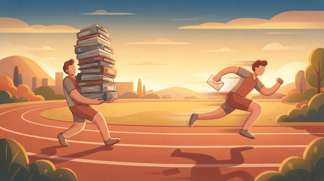 A race between two runners on a track.