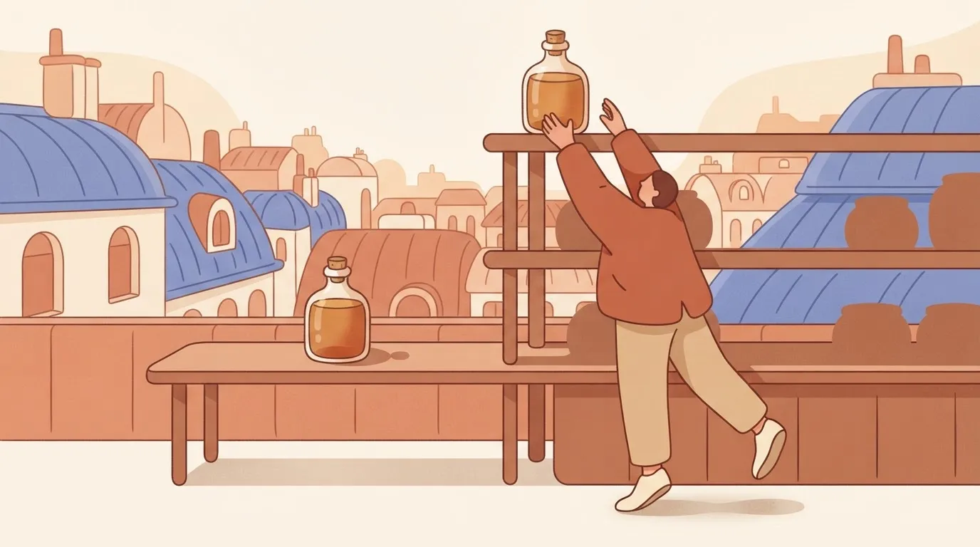 Same bottle on low shelf and double-height shelf