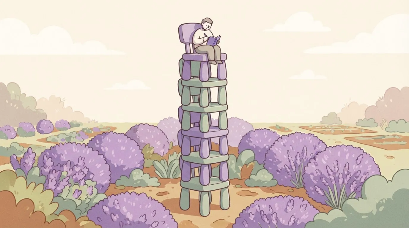 A tall stack of identical, heavy chairs represents the 'seat-based model,' but the person sitting on the very top chair is…