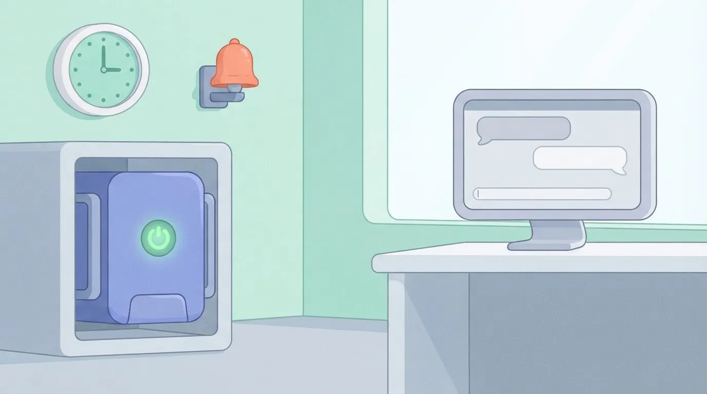 Idle dedicated endpoint server running at 02:10 with alert bell