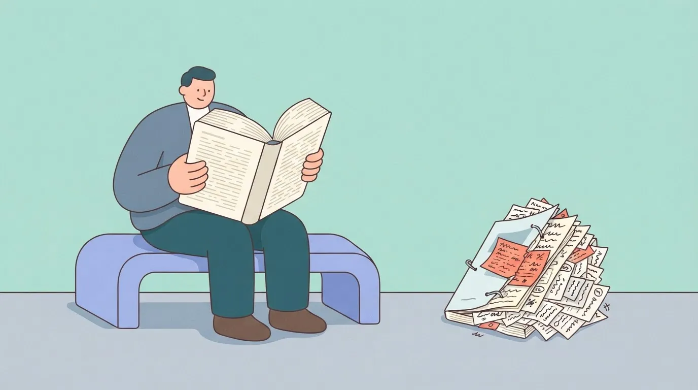 A person holds a massive, thick phone book open with both hands, scanning the pages comfortably, while a smaller, thin…
